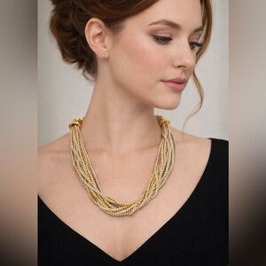 Vintage Givenchy Multi-Strand Ball Necklace, Gold Tone